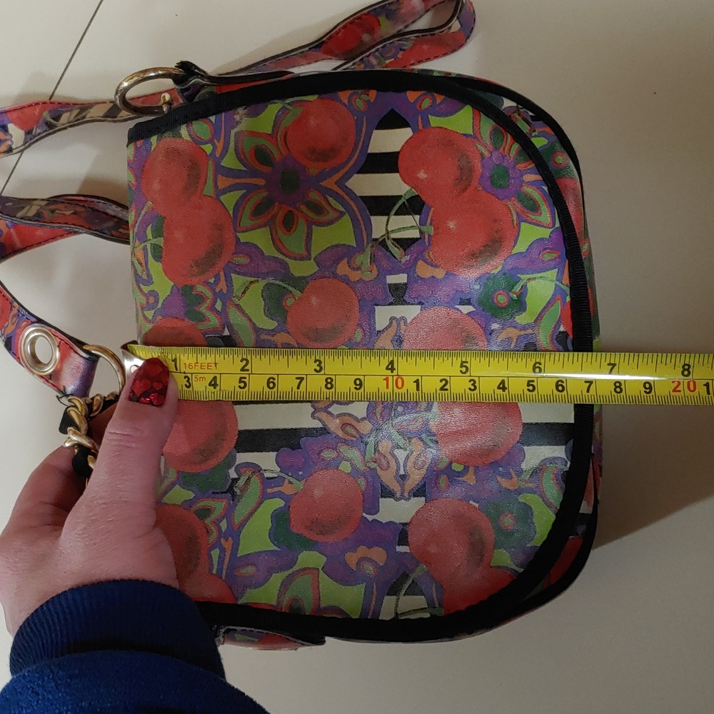 Betsey Johnson Cherries and Stripes  Crossbody Saddle Bag - Picture 12 of 17